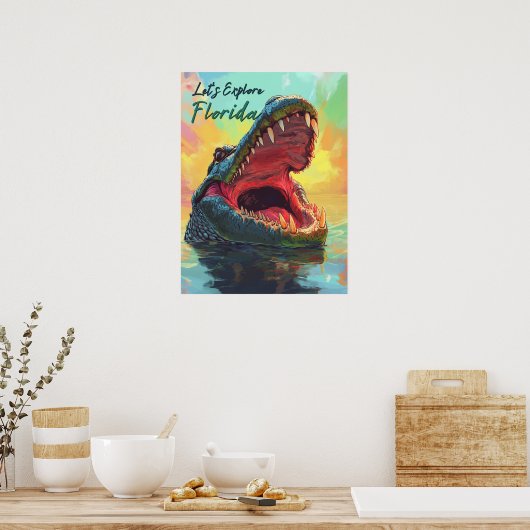 Levendig Alligator-avontuur in Florida Poster (Keuken)