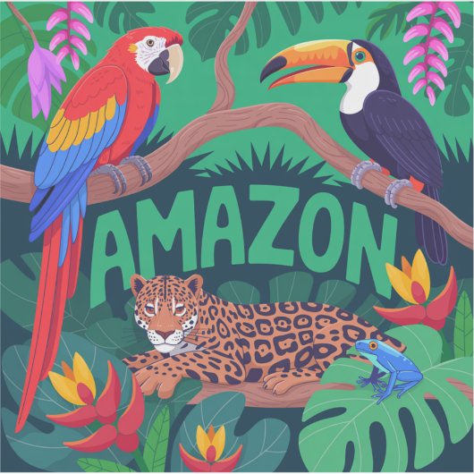 Levendig Amazone-regenwoud terug naar school Stick Sticker (Voorkant)