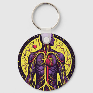 Levendig anatomisch hart sleutelhanger
