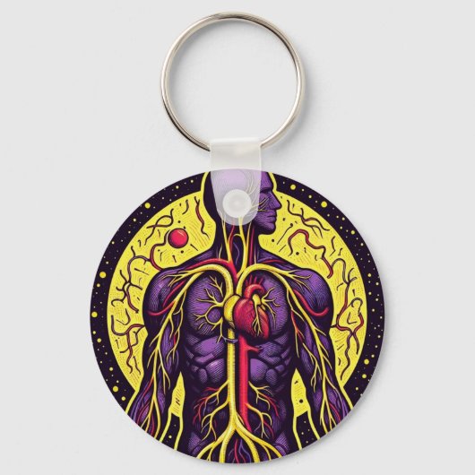 Levendig anatomisch hart sleutelhanger (Voorkant)