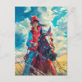 Levendig anime-avontuur in de pracht van Natuur Briefkaart