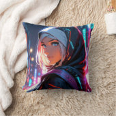 Levendig anime meisje met capuchon kussen (Deken)
