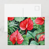 Levendig anthurium Waterverf patroon Briefkaart (Voorkant / Achterkant)