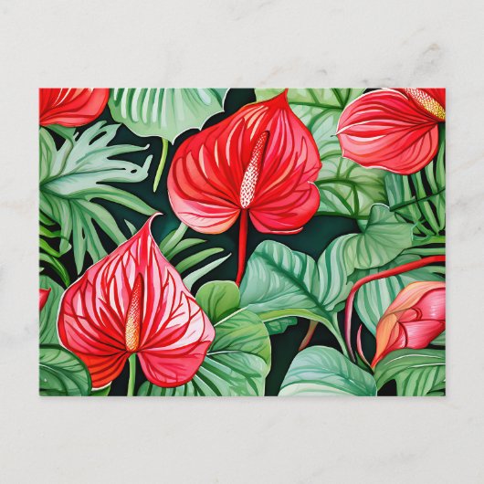Levendig anthurium Waterverf patroon Briefkaart (Voorkant)