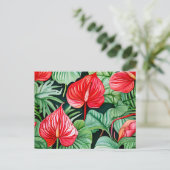 Levendig anthurium Waterverf patroon Briefkaart (Staand voorkant)