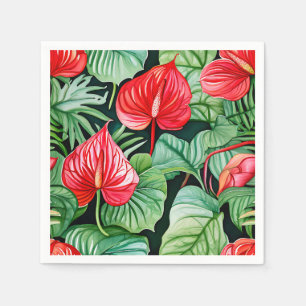 Levendig anthurium Waterverf patroon Servet