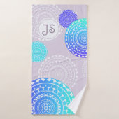 Levendig Aqua Blue Random Mandala Monogram Badhanddoek (Badhanddoek)