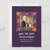 Levendig Aquarel Mexicaans Feest Huwelijk Save The Date (Voorkant)