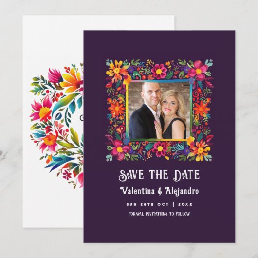 Levendig Aquarel Mexicaans Feest Huwelijk Save The Date (Voorkant / Achterkant)