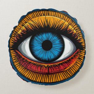 Levendig artistiek ontwerp met het boze oog rond kussen