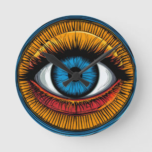 Levendig artistiek ontwerp van het boze oog ronde klok