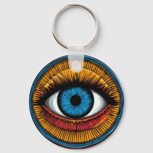 Levendig artistiek ontwerp van het boze oog sleutelhanger