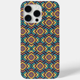 Levendig Azteeks geometrisch bloemenpatroon iPhone 15 Pro Max Hoesje