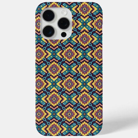Levendig Azteeks geometrisch bloemenpatroon Case-Mate iPhone Case (Achterkant)