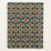 Levendig Azteeks geometrisch bloemenpatroon Planner (Voorkant)