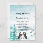 Levendig Baby shower van pinguïn-sneeuwlandschap Kaart (Voorkant)