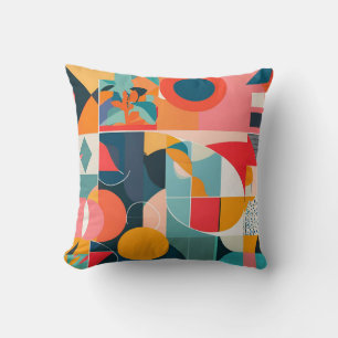 Levendig Bauhaus geometrisch bloemontwerp Kussen