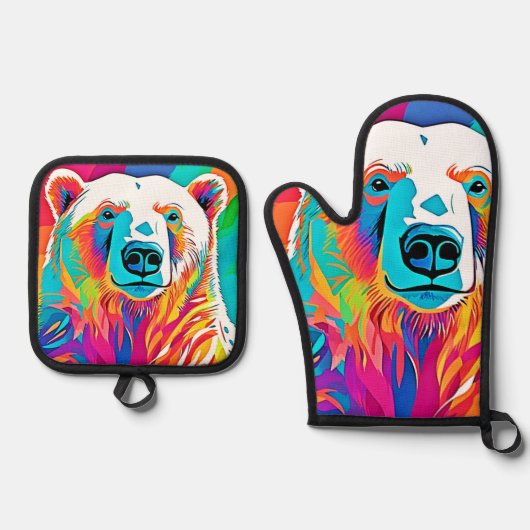 Levendig Beer Head artwork Ovenwant & Pannenlap Set (Voorkant)