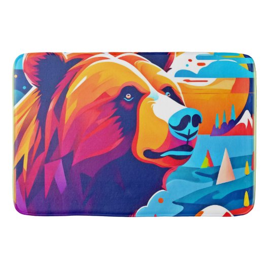 Levendig Beer, maanverlichte scène Badmat (Voorkant)