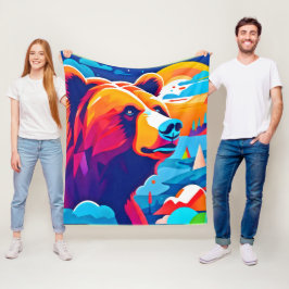 Levendig Beer, maanverlichte scène Fleece Deken