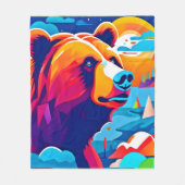 Levendig Beer, maanverlichte scène Fleece Deken (Voorkant)