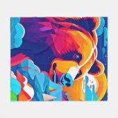 Levendig Beer, maanverlichte scène Fleece Deken (Voorkant (Horizontaal))