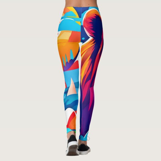 Levendig Beer, maanverlichte scène Leggings (Achterkant)