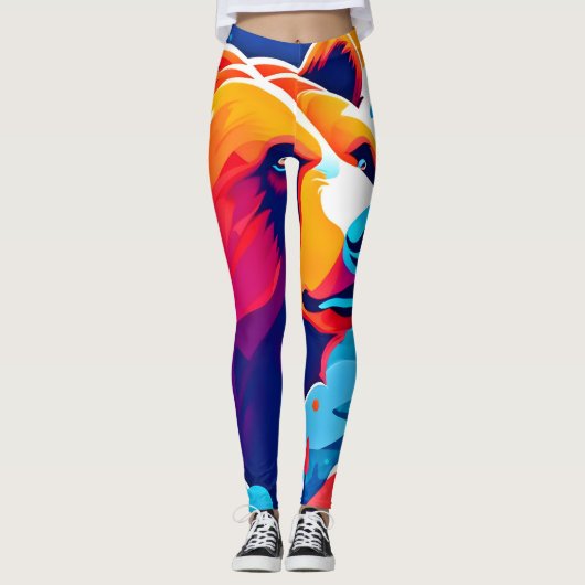 Levendig Beer, maanverlichte scène Leggings (Voorkant)
