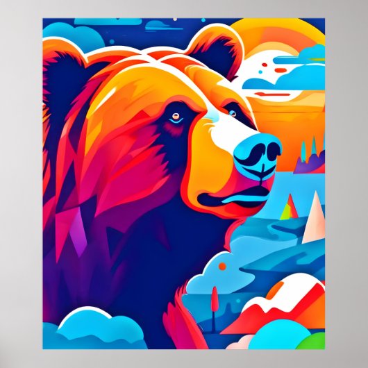 Levendig Beer, maanverlichte scène Poster (Voorkant)