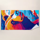 Levendig Beer, maanverlichte scène Strandlaken (Voorkant)