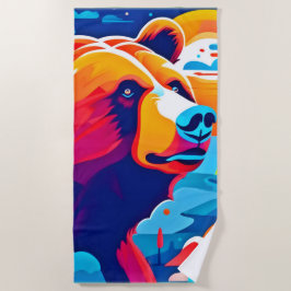 Levendig Beer, maanverlichte scène Strandlaken