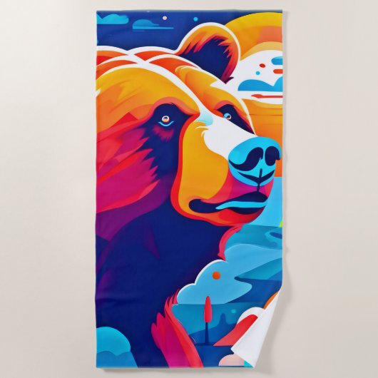 Levendig Beer, maanverlichte scène Strandlaken (Voorkant)