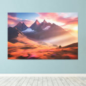 Levendig berg- en rivierlandschap canvas afdruk (Insitu (Houten vloer))