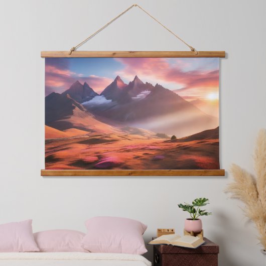 Levendig berg- en rivierlandschap hangend wandkleed (Slaapkamer)