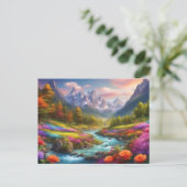 Levendig berg-rivierlandschap illustratie  briefkaart (Staand voorkant)