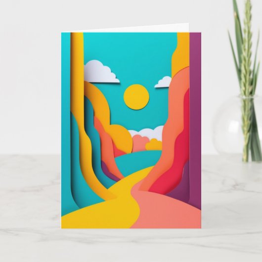 Levendig berglandschap van geknipt papier kaart (Voorkant)