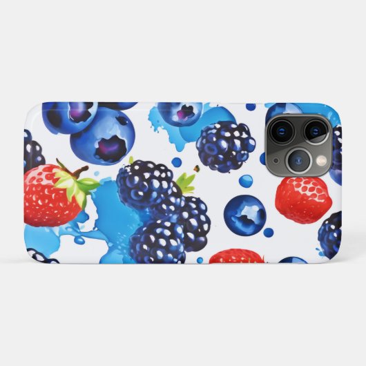 levendig bessenpatroon Case-Mate iPhone case (Achterkant (horizontaal))