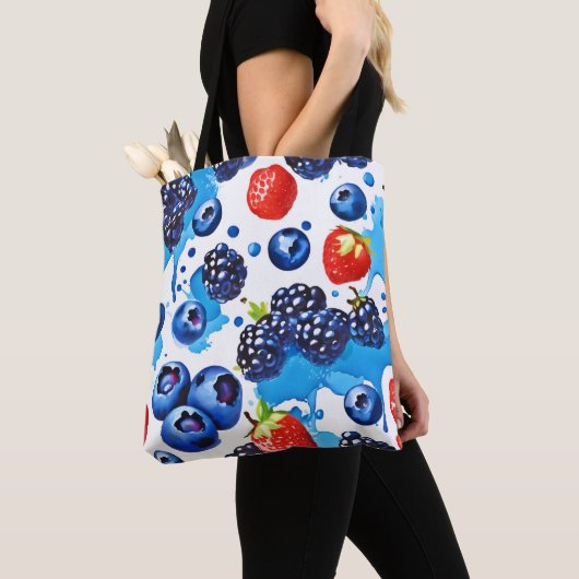 levendig bessenpatroon tote bag (Dichtbij)