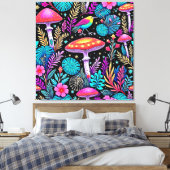 Levendig Betoverd Bos Paddestoel Kunstwerk Canvas Afdruk (Insitu (Slaapkamer))