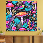 Levendig Betoverd Bos Paddestoel Kunstwerk Canvas Afdruk (Insitu (Woonkamer))