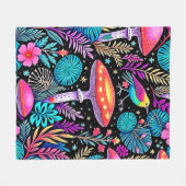 Levendig Betoverd Bos Paddestoel Kunstwerk Fleece Deken (Voorkant (Horizontaal))