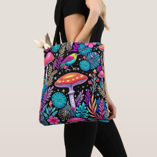 Levendig Betoverd Bos Paddestoel Kunstwerk Tote Bag