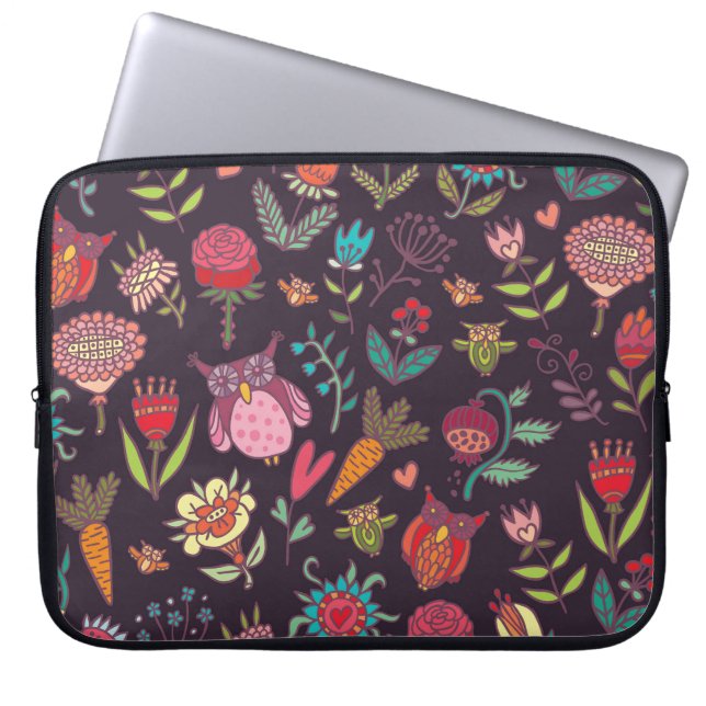Levendig Big Flowers Collectie Laptop Sleeve (Voorkant)