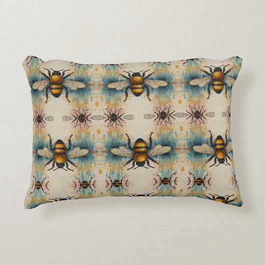 Levendig bijenaquarelpatroon accent kussen (Voorkant)