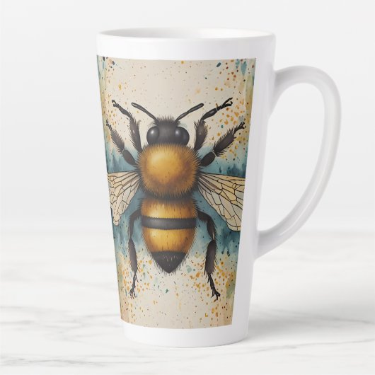 Levendig bijenaquarelpatroon latte mok (Rechts)