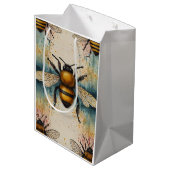Levendig bijenaquarelpatroon medium cadeauzakje (Achterkant Gekanteld)