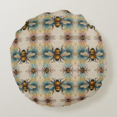 Levendig bijenaquarelpatroon rond kussen (Achterkant)