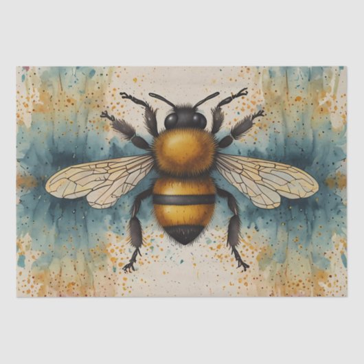 Levendig bijenaquarelpatroon tissuepapier (Voorkant)