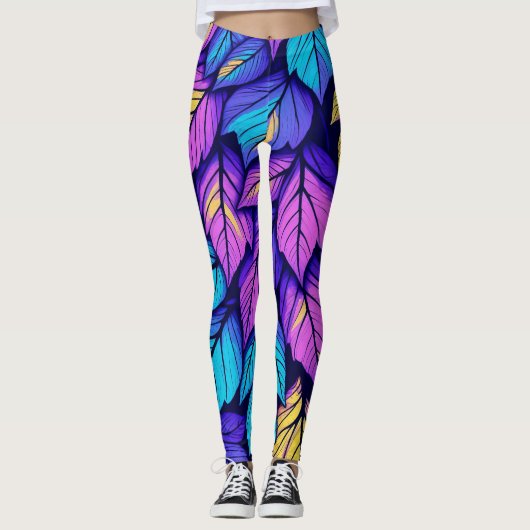 Levendig blad Kleurrijke Natuur Leggings (Voorkant)