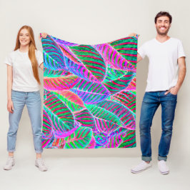 Levendig bladpatroon ontwerp fleece deken